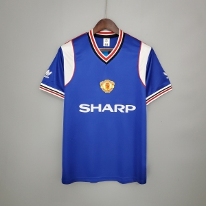 Retro Manchester United 85/86 away blue Soccer Jersey