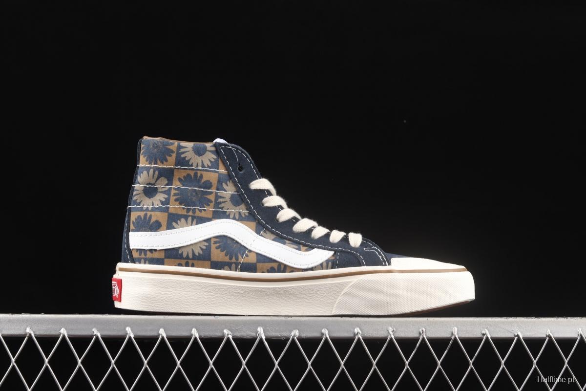 Vans Sk8-Hi 138Dec checkerboard daisies printed high-top casual board shoes VN0A3MV1A5A