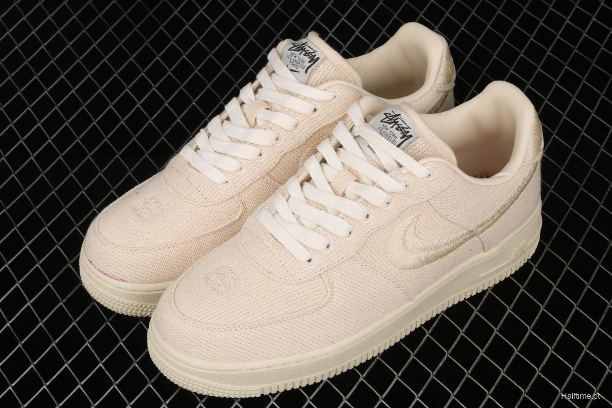 Stussy x NIKE Air Force 1 Low Black Cool Air Force low upper white linen electric embroidered hook low upper board shoes CZ9087-200