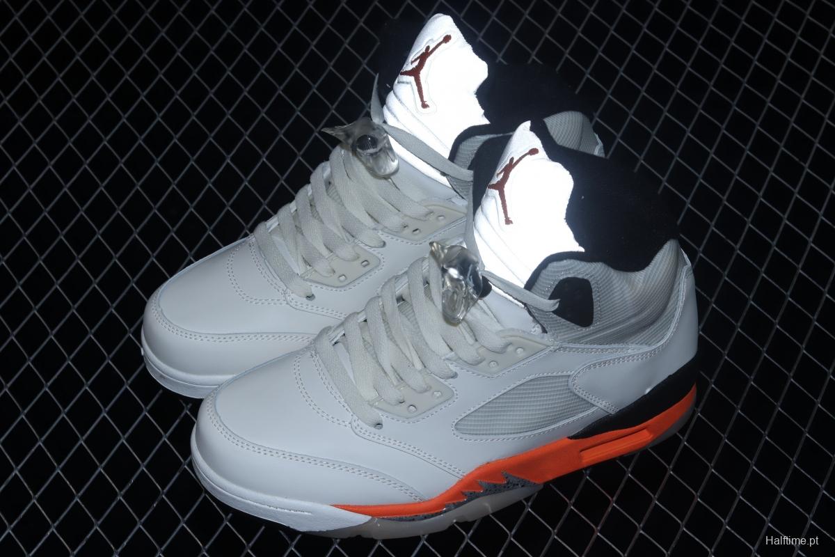 Air Jordan 5 Shattered Backboard white orange buckle shredded high top basketball shoes DC1060-100