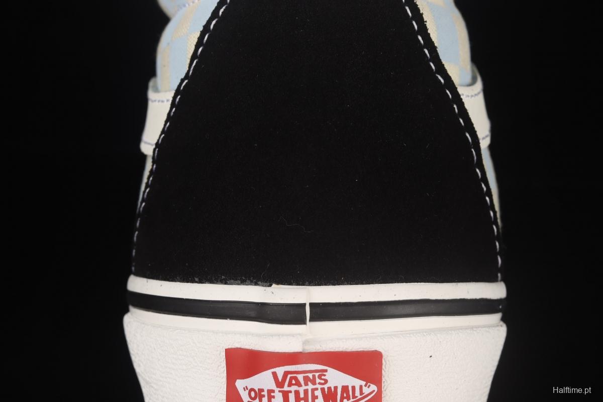 Vans SK8-Hi cream blue checkerboard high upper shoes VN0003CAI8C