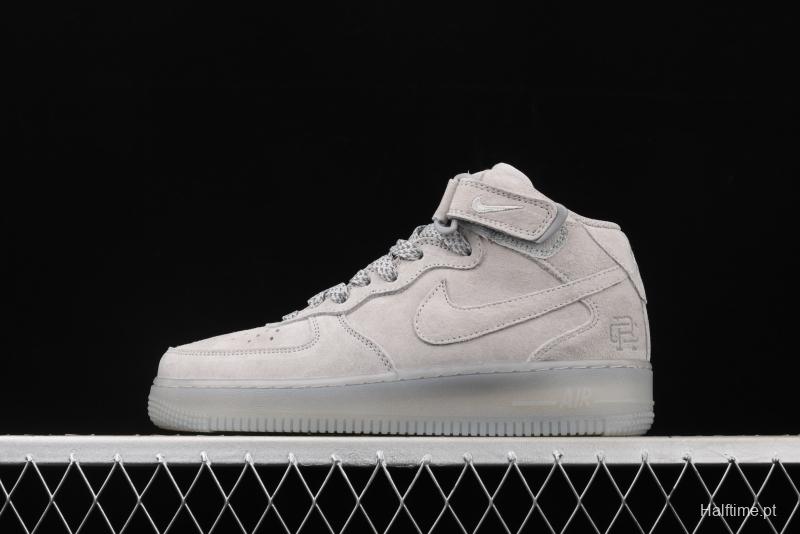 Reigning Champ x NIKE Air Force 1' 07 Mid defending champion suede gray 3M reflective sports leisure board shoes GB1119-198