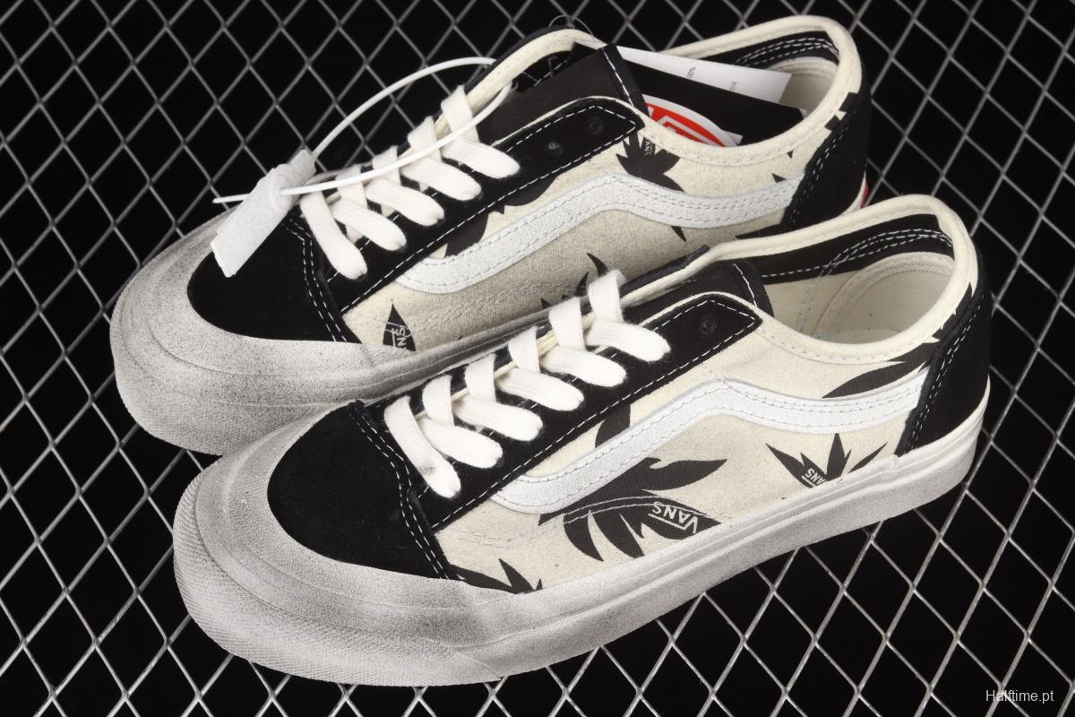 Vans Style 36 Cecon SF half-moon Baotou white print black maple leaf to make the old low-top shoes VN0A3MVLK0A