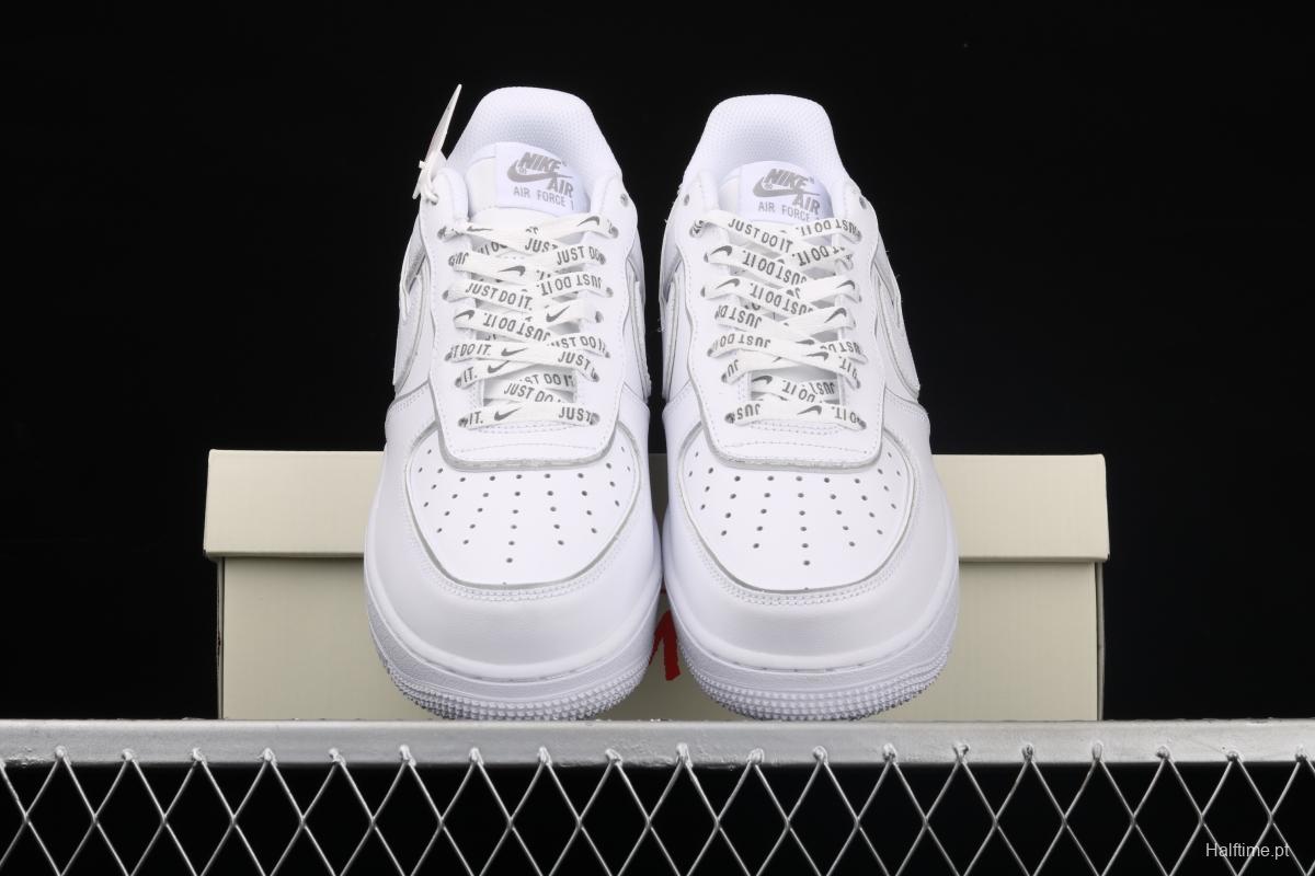 Stussy x Nike Air Force 1 Low Stussy co-named white dazzling color reflective low-top casual board shoes BQ6246-019