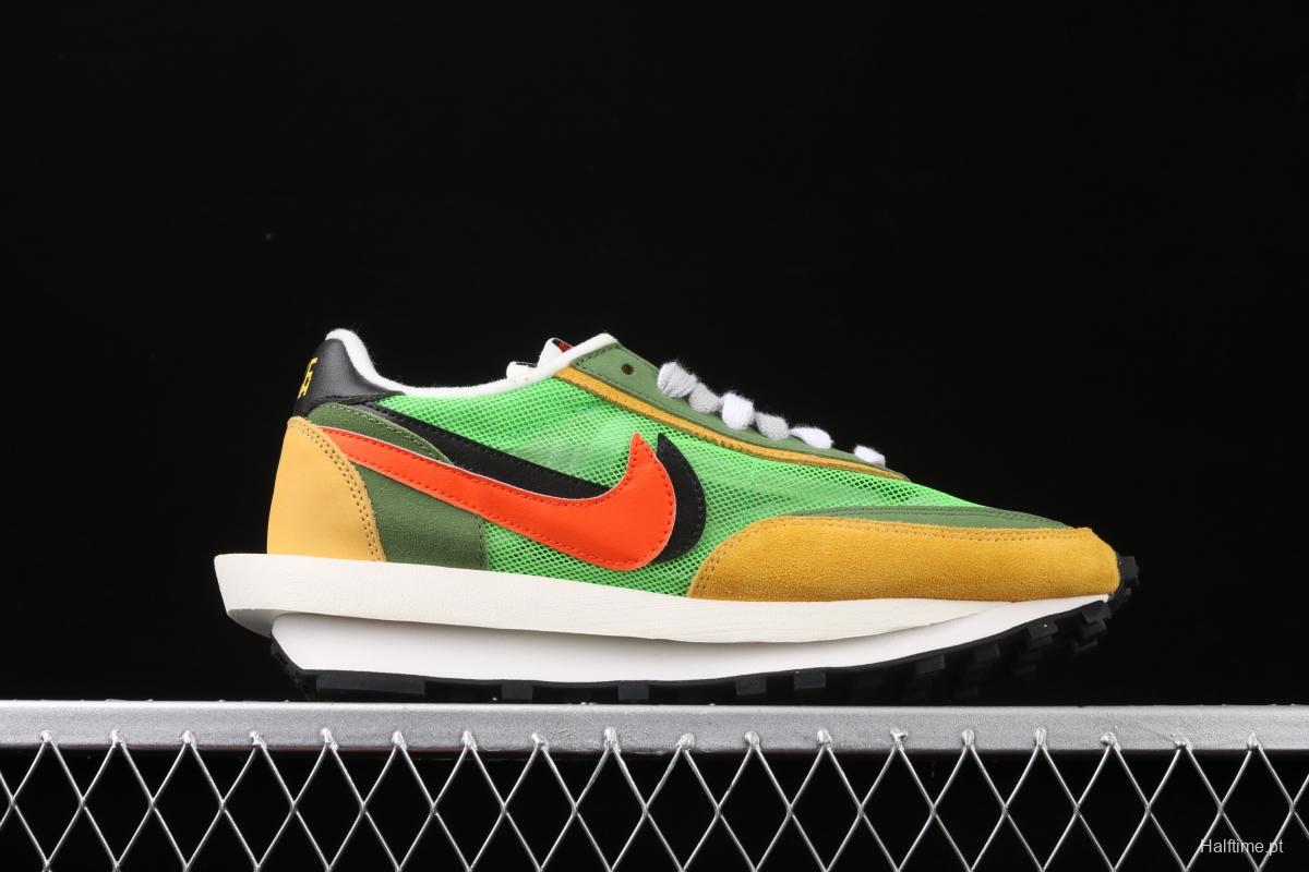 Sacai x NIKE LVD Waffle Daybreak co-signed catwalk style net gauze leather splicing double hook Swoosh running shoes BV0073-300