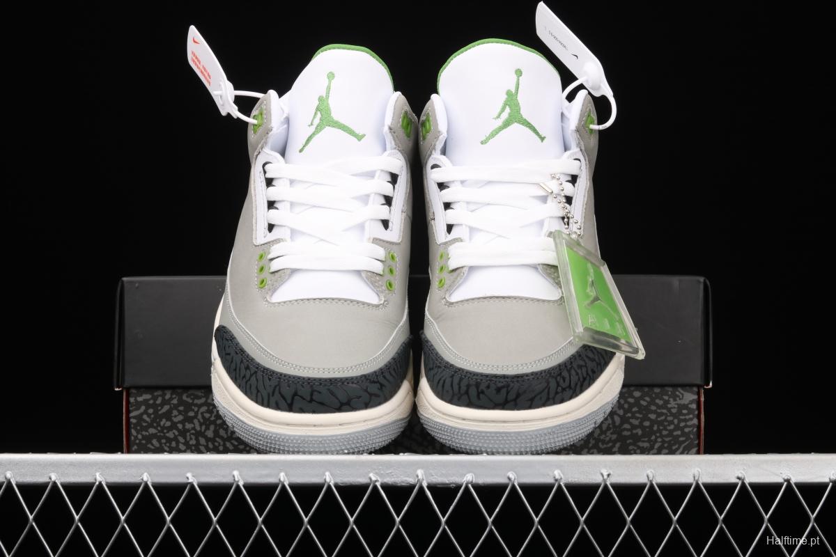 Air Jordan 3 Retro Chlorophyll AJ3 Joe 3 chlorophyll Gray Green manuscript 136064-006