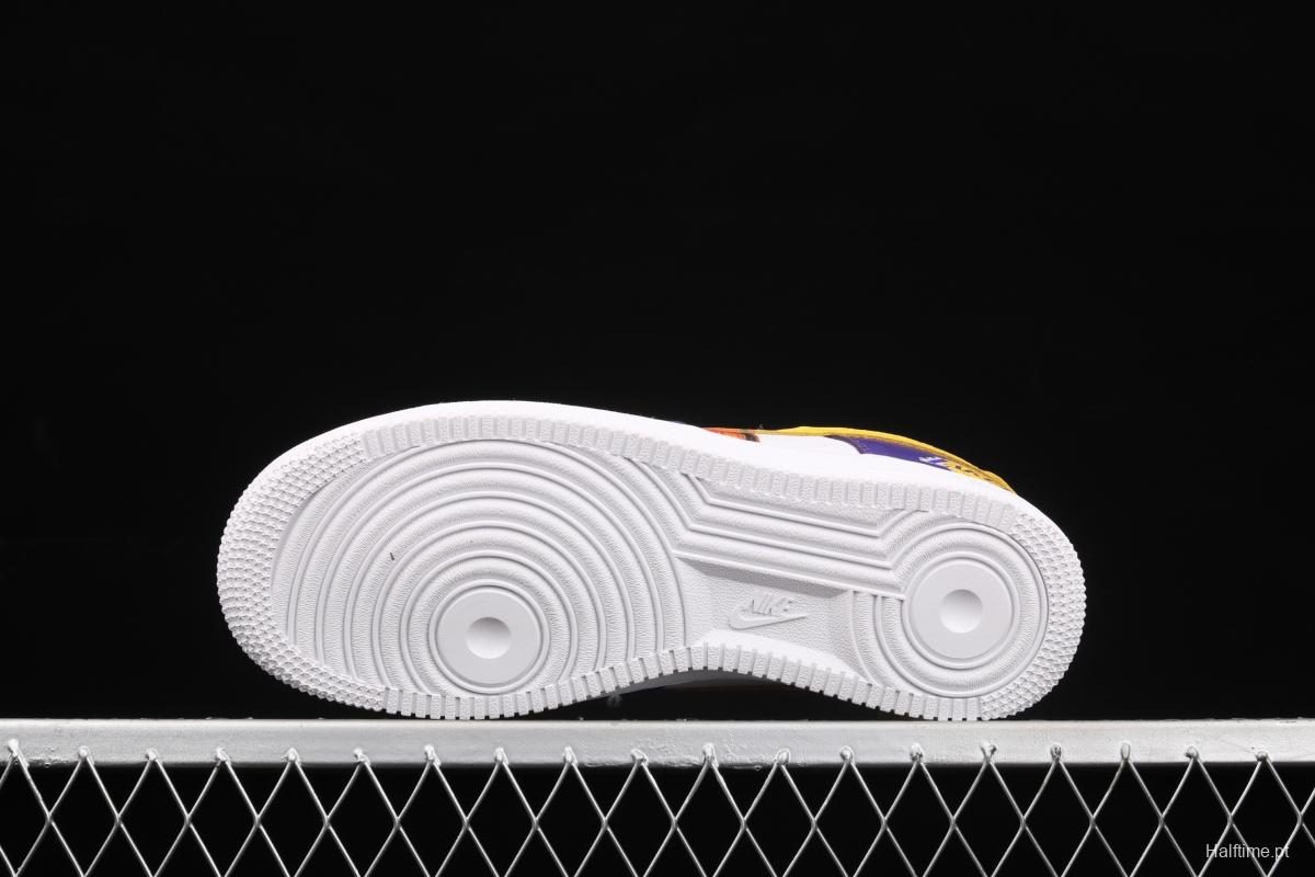 NIKE Air Force 1: 07 co-signed Kobe Bryant Lakers LA white and purple shoes with yellow color low-top casual shoes 315122-118