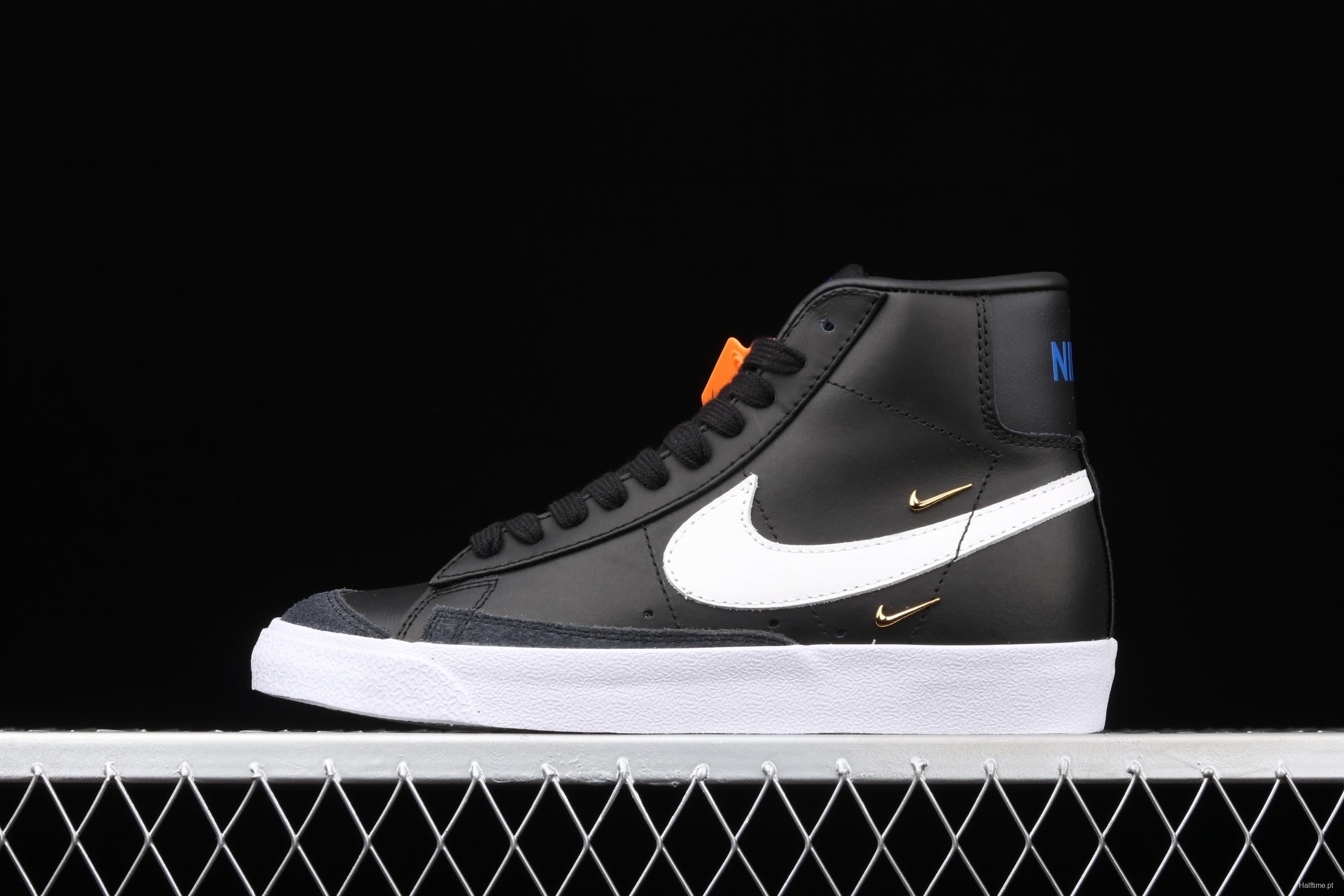 NIKE Blazer Mid'77 SE Chrome Luxe black-and-white gold standard Trail Blazers high-top casual board shoes CZ4627-001