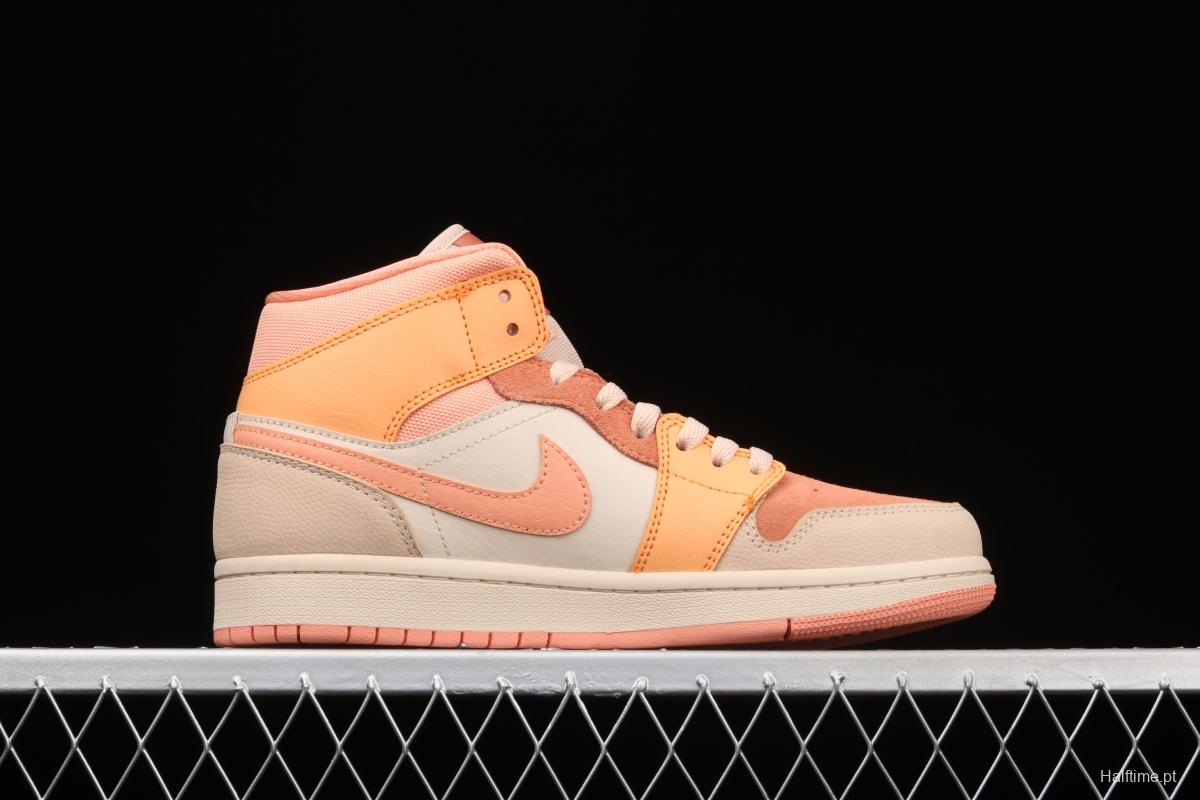 Air Jordan 1 Mid SE Zhongbang Orange Powder splicing Zhongbang Leisure Sports Board shoes DH4270-800