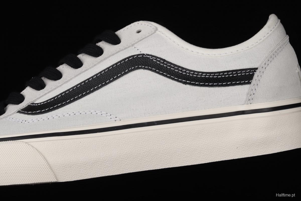 Vans Style 36 million gray rice white side stripes low-edge sports board shoes VN0A3MVLXGL