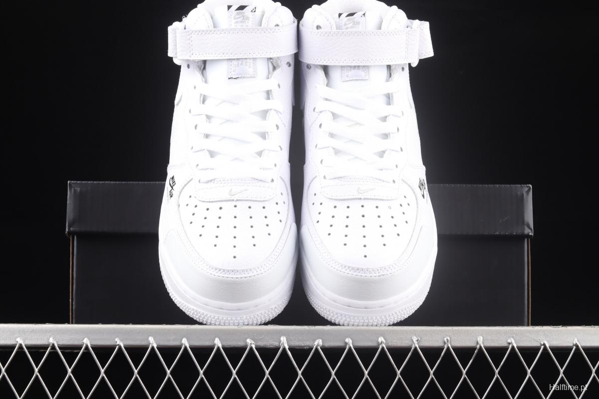 NIKE Air Force 1 Mid Premium all white reflective Zhongbang casual board shoes CU3088-606