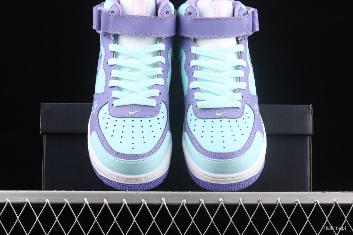 NIKE Air Force 1 Mid sells blue and purple color Zhongbang leisure board shoes CV3039-107overseas