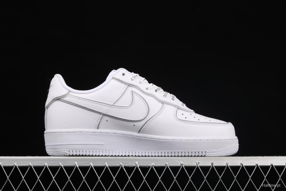 Stussy x Nike Air Force 1 Low Stussy co-named white dazzling color reflective low-top casual board shoes BQ6246-019