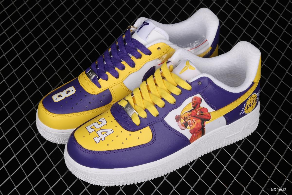 NIKE Air Force 1: 07 co-signed Kobe Bryant Lakers LA white and purple shoes with yellow color low-top casual shoes 315122-118