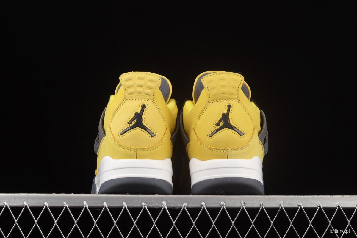 Air Jordan 4 Lightning repeated engraving of white and yellow electric masterbatch basketball shoes CT8527-700