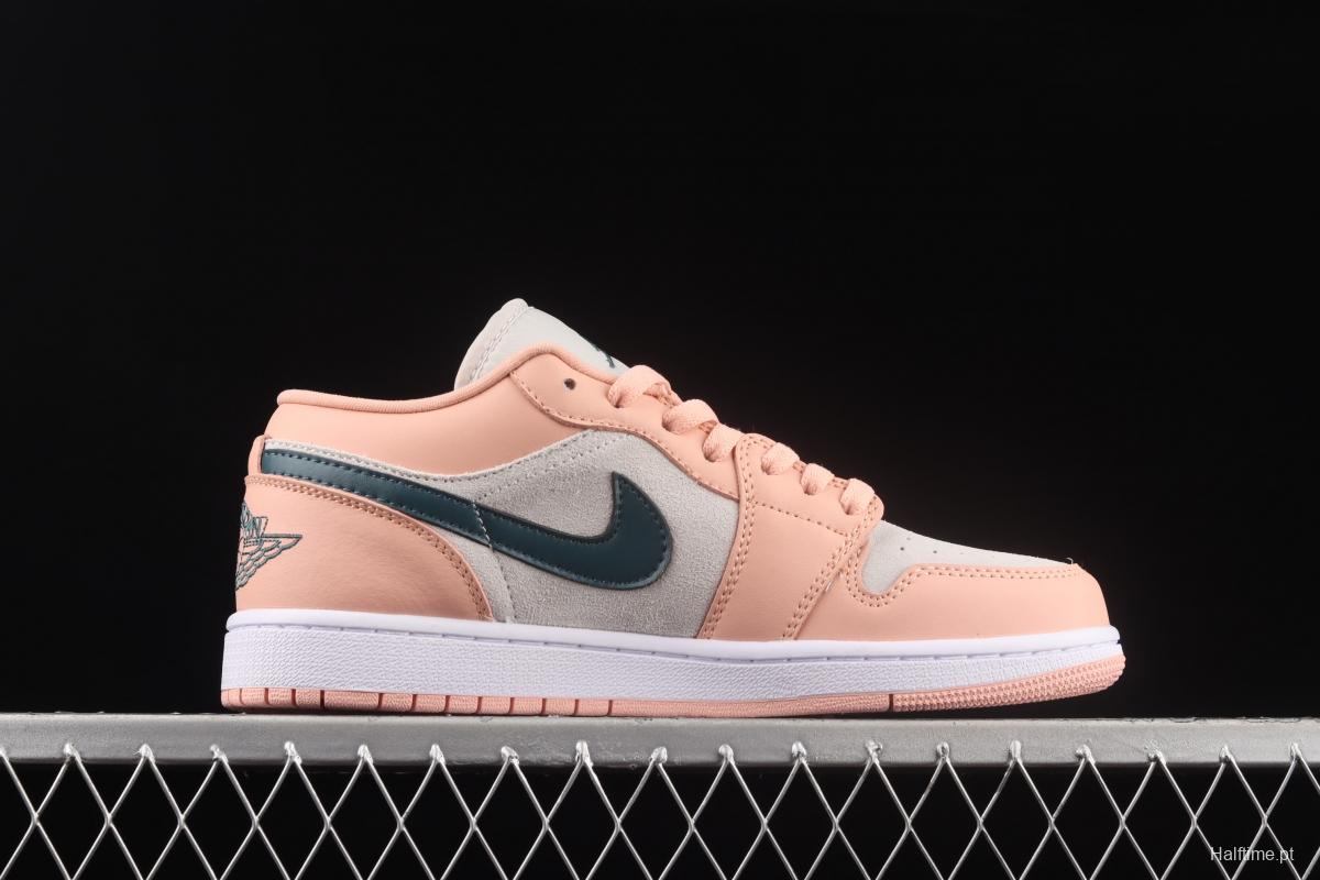 Air Jordan 1 Low pink green low top cultural board shoes DC0774-800