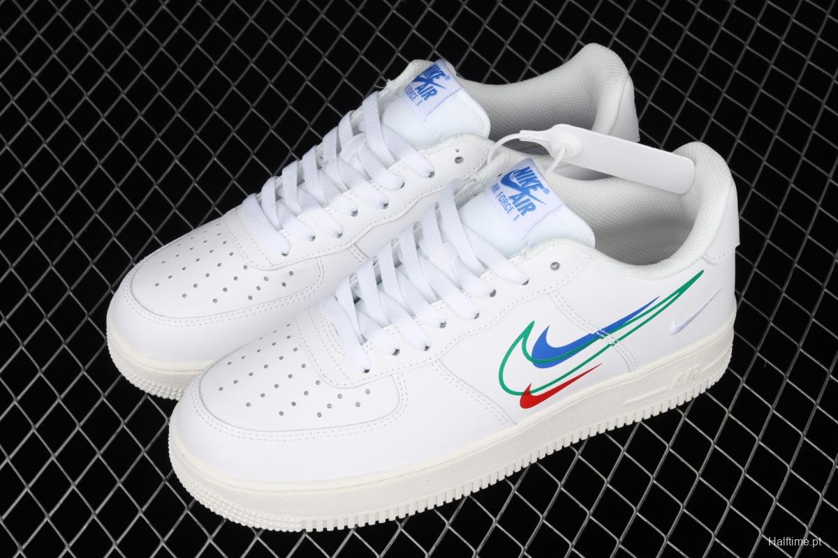 NIKE Air Force 1 Low Multi Swoosh all-white colorful low-top casual board shoes DM9096-101