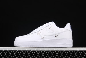 NIKE Air Force 11607 Low All white joint name small silver hook low-top casual board shoes CT1990-100