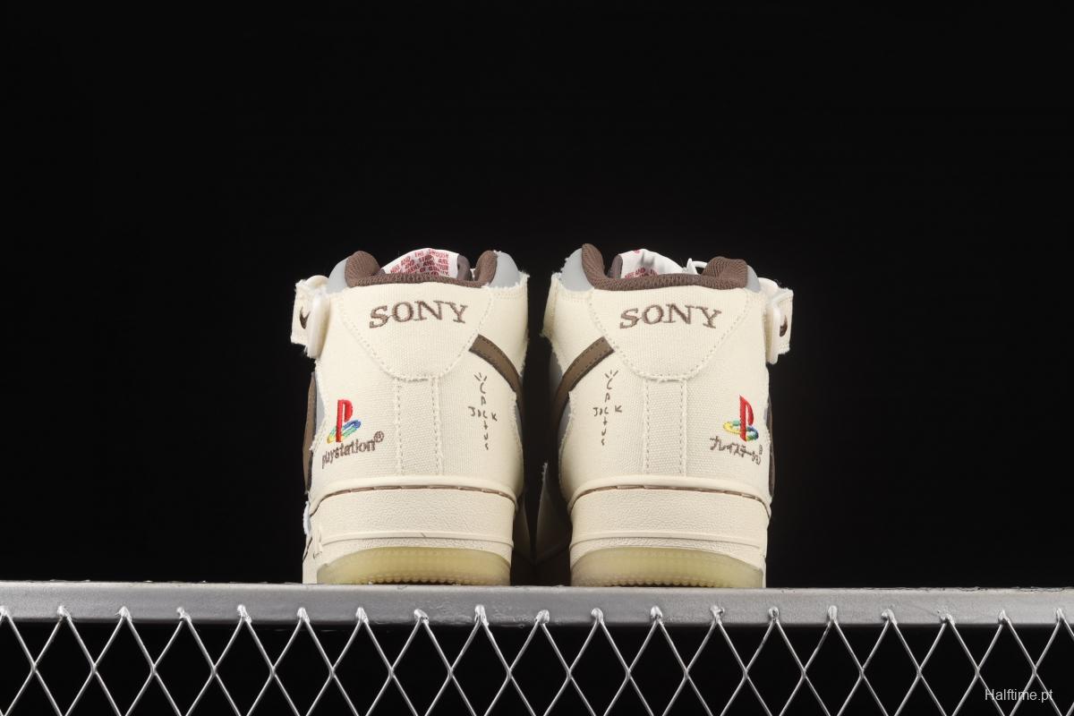 Travis Scott x Sony PlayStation 5 x NIKE Air Force 11607 Mid PS5 Slam Dunk Series to help classic 100-match leisure sports board shoes BQ5828-202