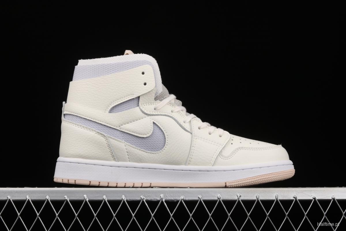 Air Jordan 1 Zoom Air CMFT Pearl White High Top Basketball shoes CT0979-107