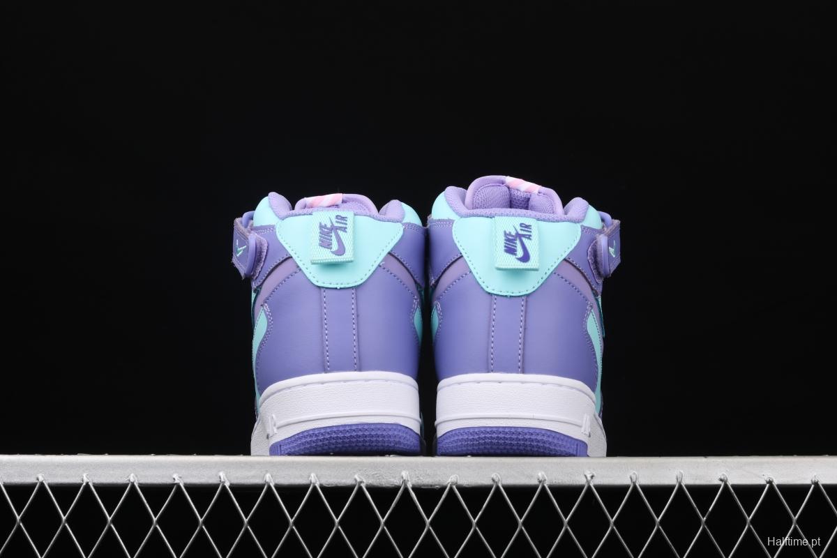 NIKE Air Force 1 Mid sells blue and purple color Zhongbang leisure board shoes CV3039-107overseas