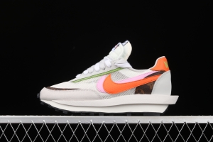 Sacai x NIKE LVD Waffle Daybreak co-signed catwalk style net gauze leather splicing double hook Swoosh running shoes BV0076-002