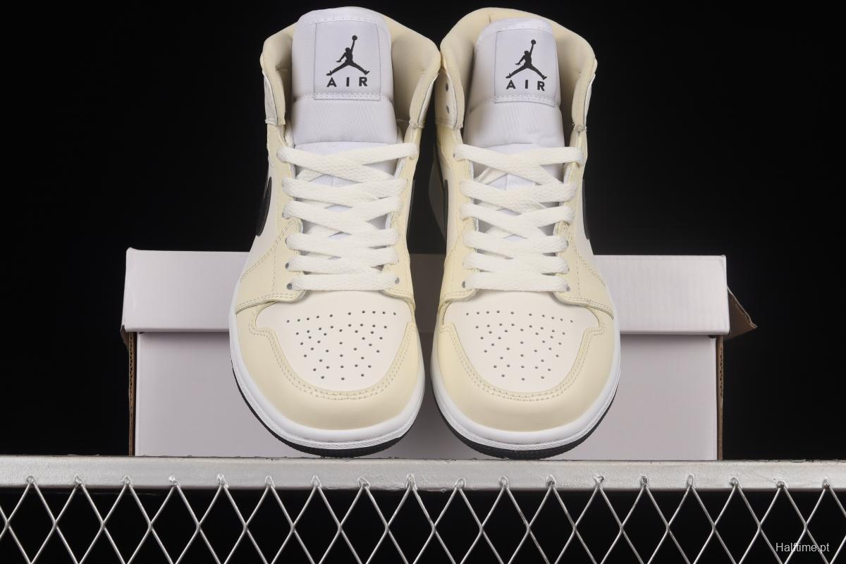 Air Jordan 1 Mid milk white coconut milk Zhongbang basketball shoes BQ6472-121