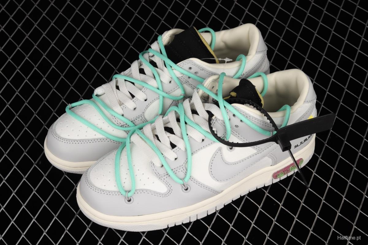 OFF-White x NIKE DUNK Low 04 of 50 OW white gray leisure sports skateboard shoes DM1602-114