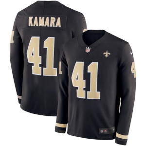 Men's Alvin Kamara Black Therma Long Sleeve Player Limited Team Jersey