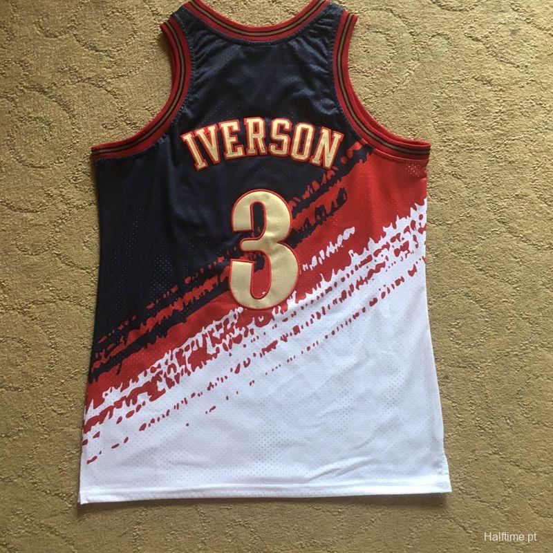 Men's Allen Iverson Black And White Retro Classic Team Jersey