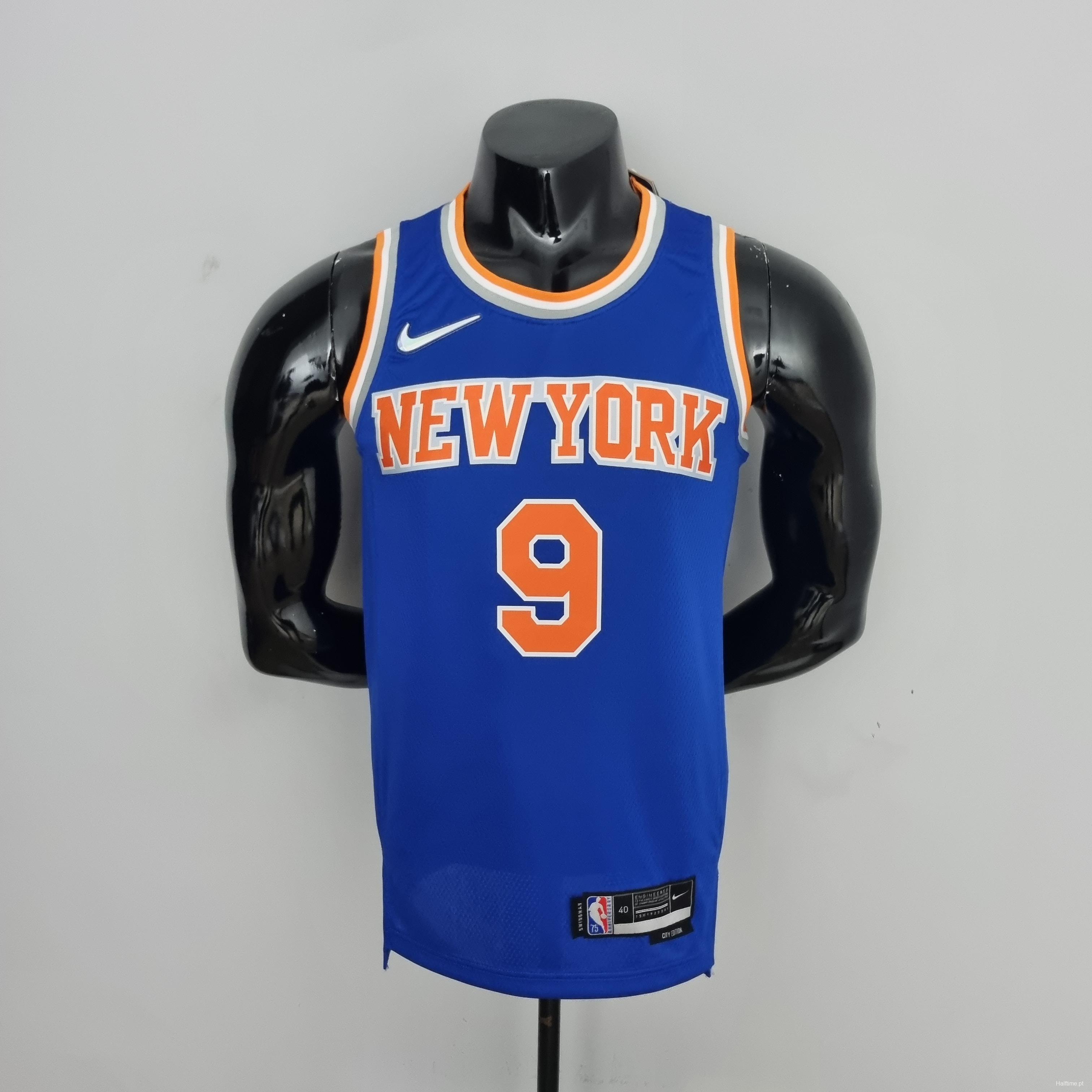 75th Anniversary Barrett #9 New York Knicks Blue NBA Jersey