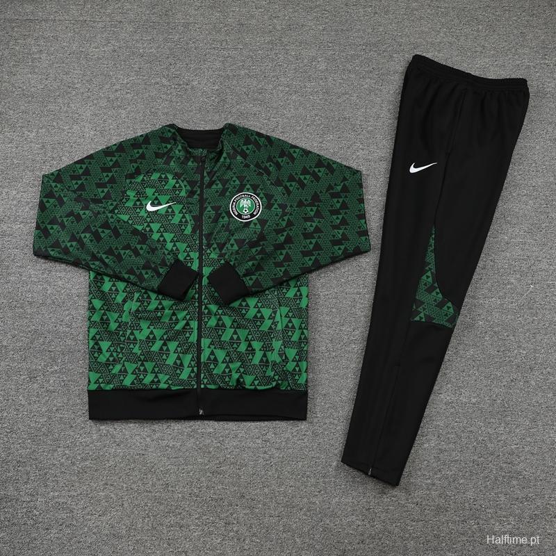 2022 Nigeria Green Full Zipper Jacket+Long Pants