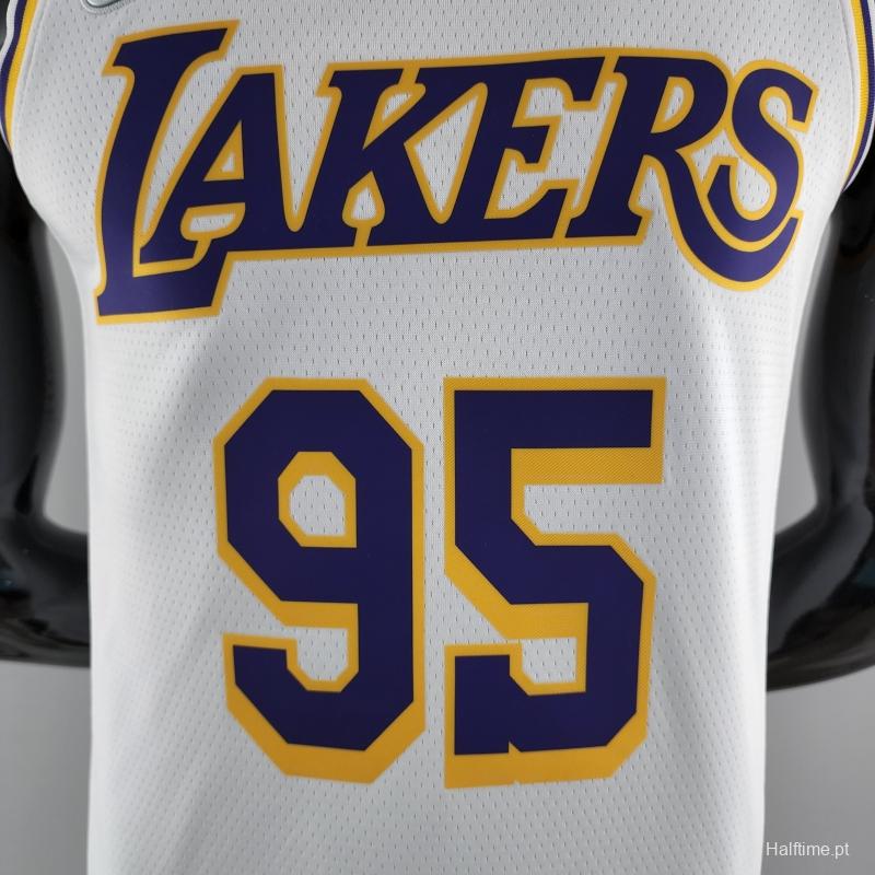 75th Anniversary TOSCANO #95 Los Angeles Lakers White NBA Jersey