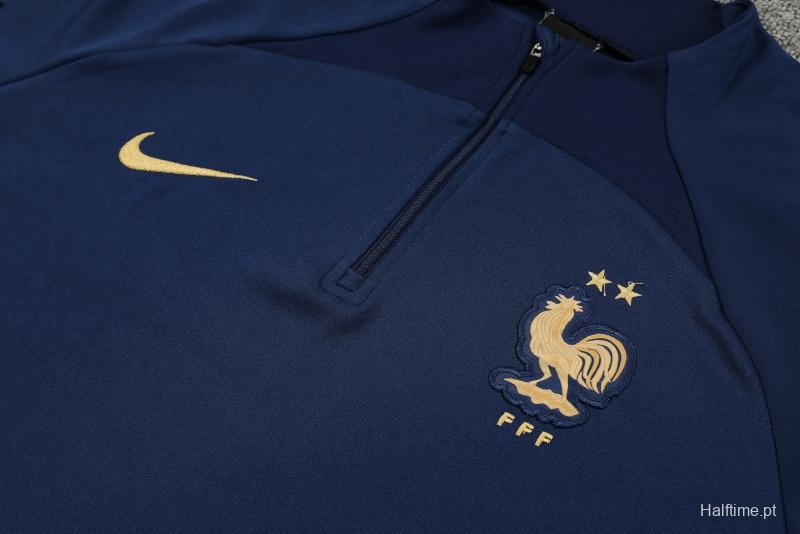 2022 France Navy Half Zipper Tracksuit Half Zipper Tracksuit