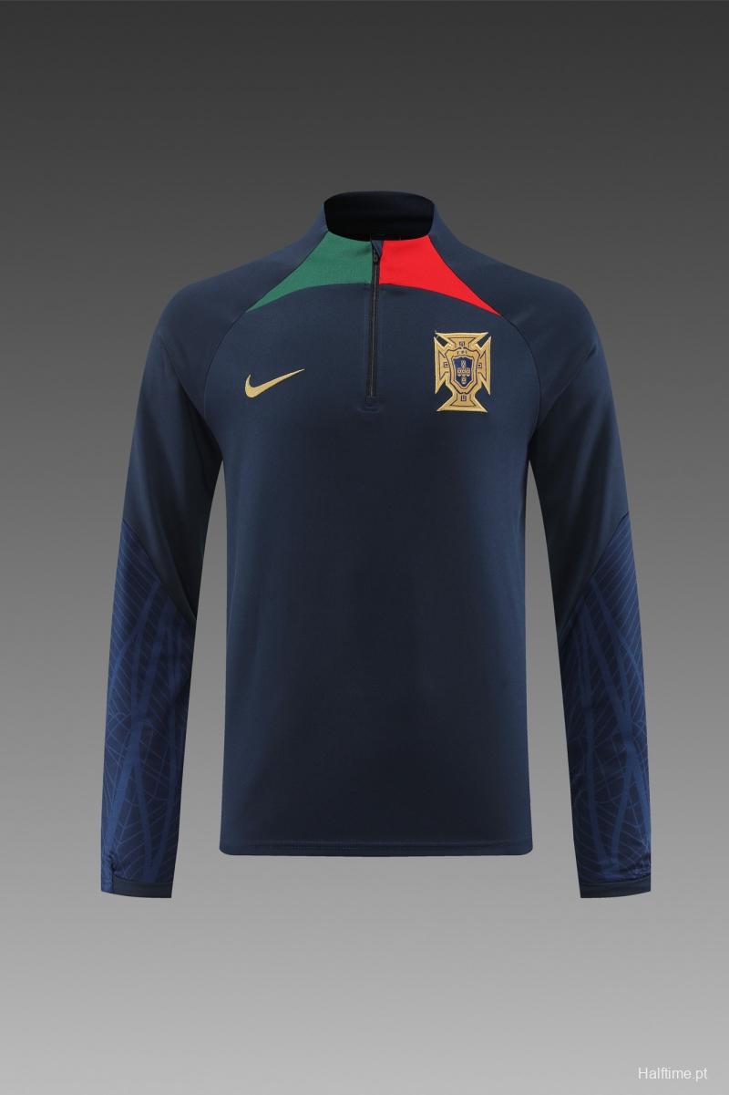 2022 Portugal Navy Half Zipper Tracksuit