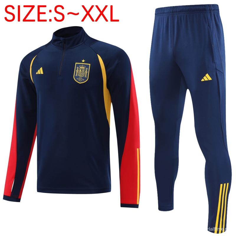 2022 Spain Navy Half Zipper Tracksuit