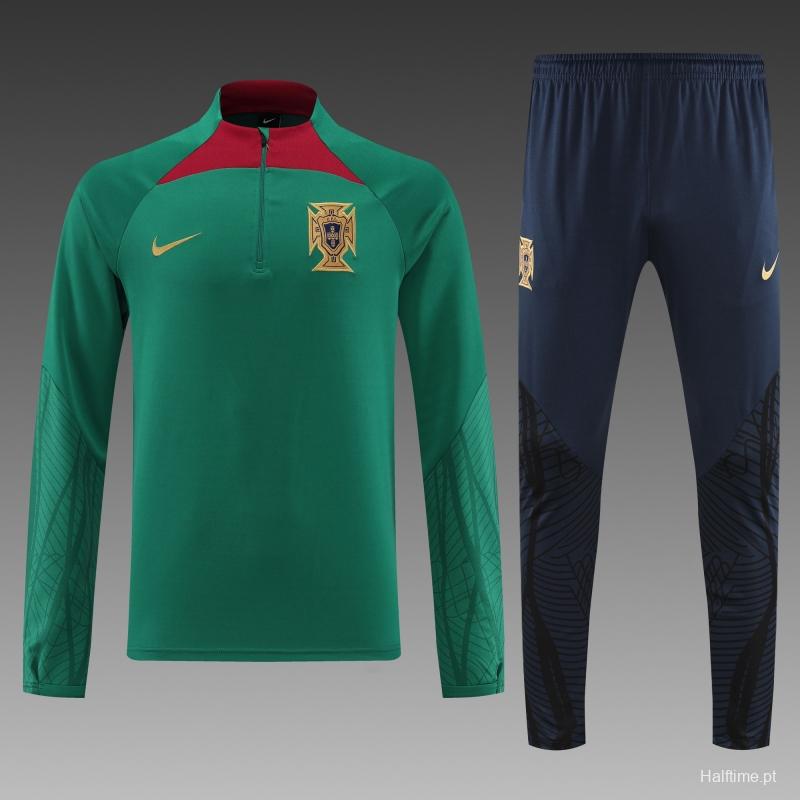 2022 Portugal Half Zipper Green Tracksuit