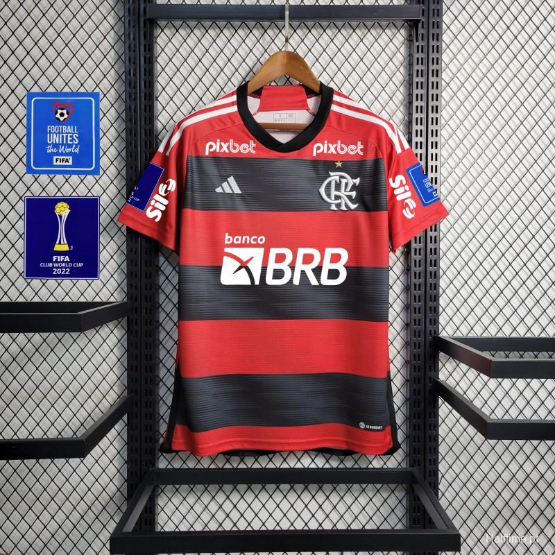 23/24 Flamengo Home Jersey With All Sponsors+Patches