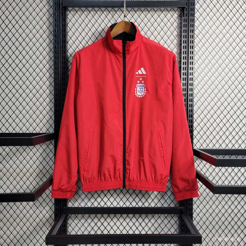 2023 Reversible 3-star Argentina Red/Black Windbreaker