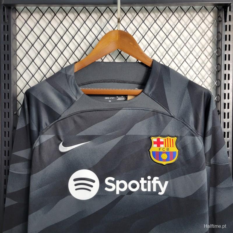 23-24 Long Sleeve Barcelona Black Goalkeeper Jersey