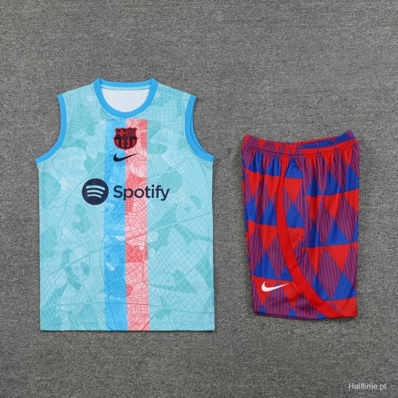 23-24  Barcelona Sky Blue Vest Jersey+Shorts