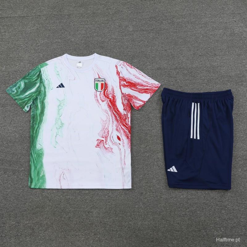 2023 Italy FIGC White Short Sleeve+Shorts