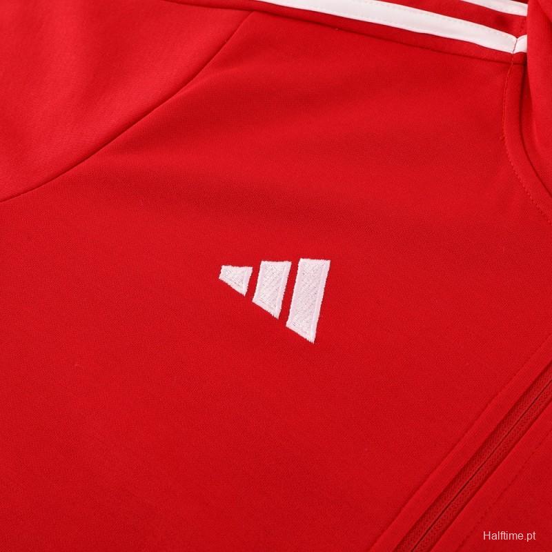 2023 Adidas Red Hoodie Full Zipper Jacket +Pants