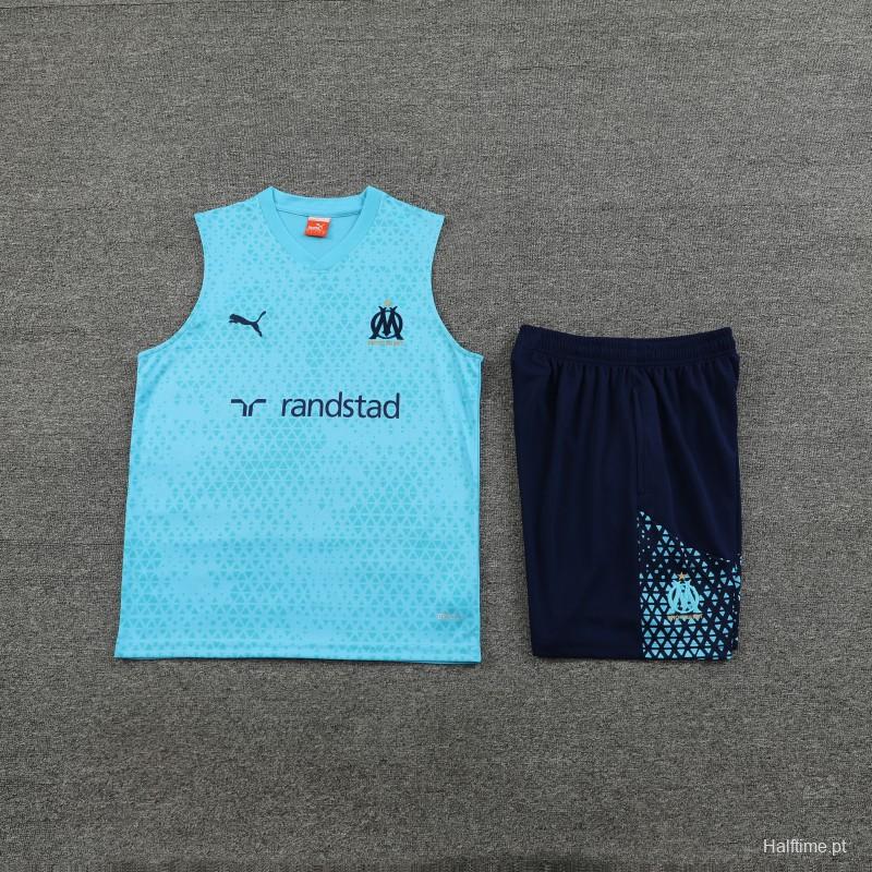 23-24 Olympique Marseille SKY Blue Vest Jersey+Shorts