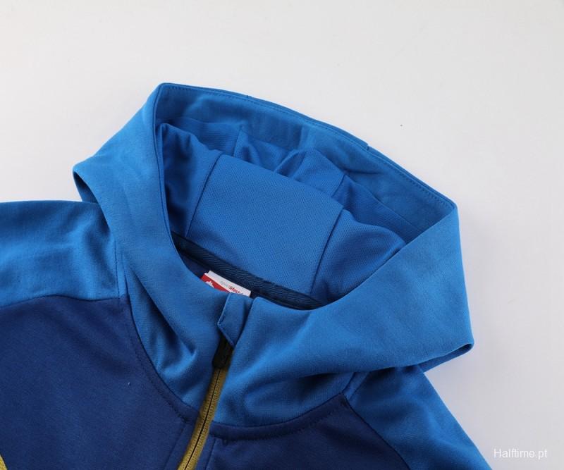 23/24 Olympique Marseille Blue Full Zipper Hoodie Jacket+Pants