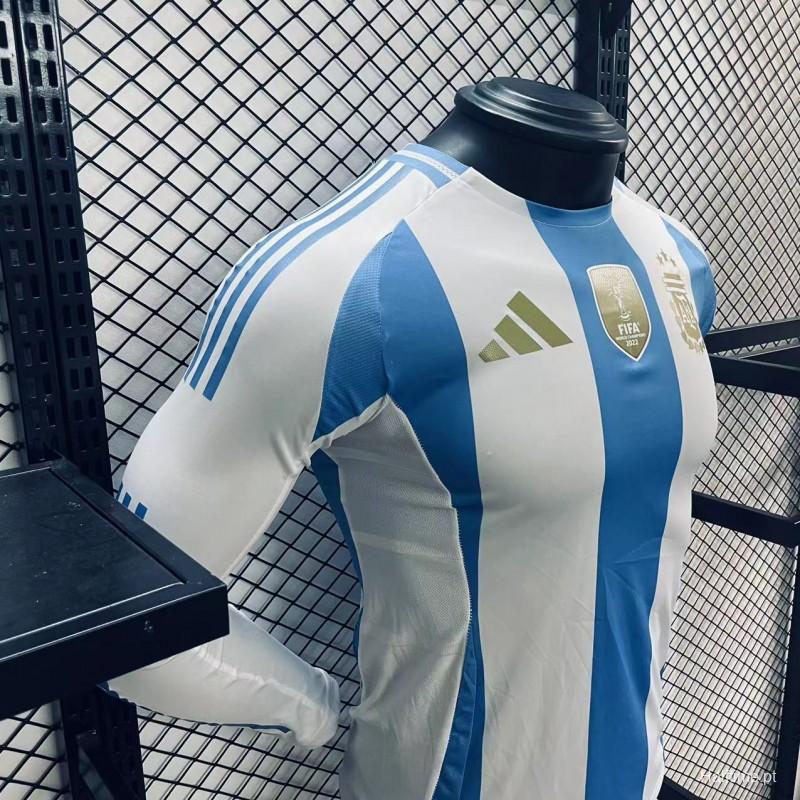 Player Version 2024 Argentina Long Sleeve Home Jersey