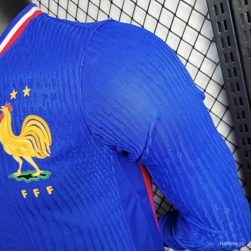 Player Version 2024 France Home Long Sleeve Jersey