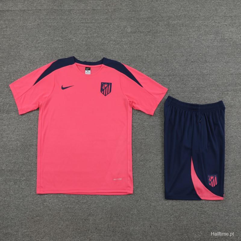 23/24 Atletico Madrid Pink Cotton Short Sleeve Jersey+Shorts