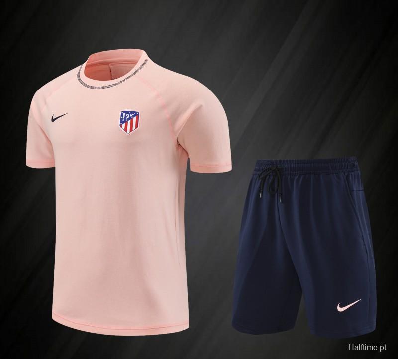 23/24 Atletico Madrid Pink Cotton Short Sleeve Jersey+Shorts