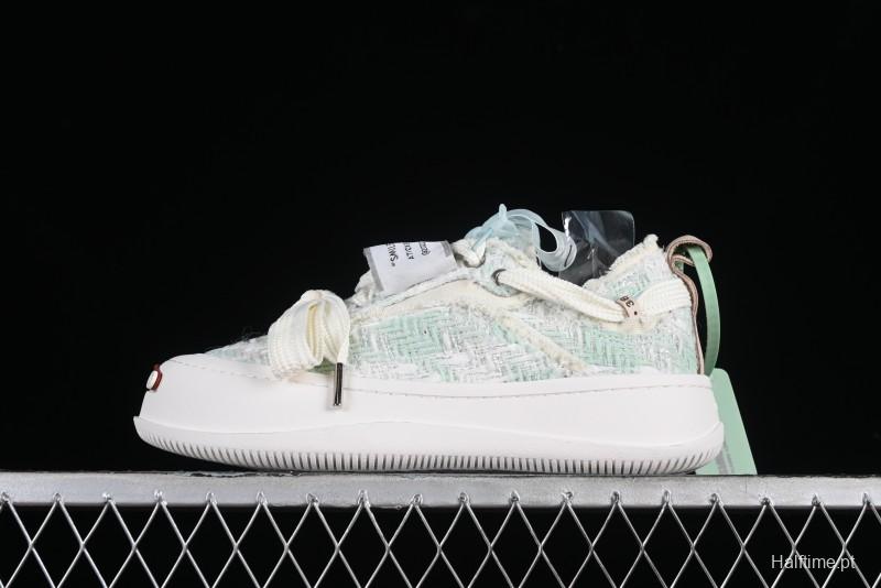 SMILEREPUBLIC Mint Manbo Light Blue Checkered Open Smile Platform Canvas Shoes - G.D4